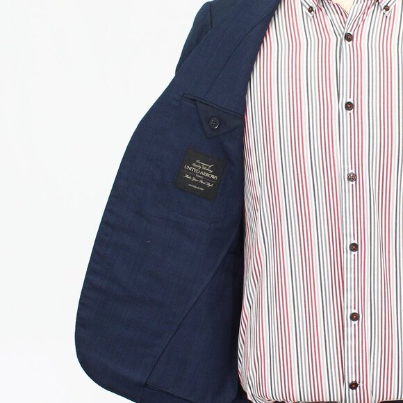 United Arrows 38S Navy Solid 3-Button Sport Coat Blazer Jacket P373 - Picture 9 of 11